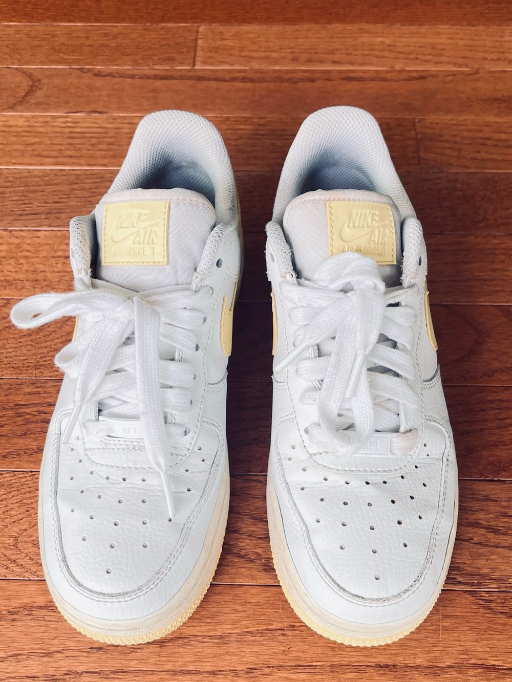 Nike Air Force 1 Low — White with Pale Yellow Accents